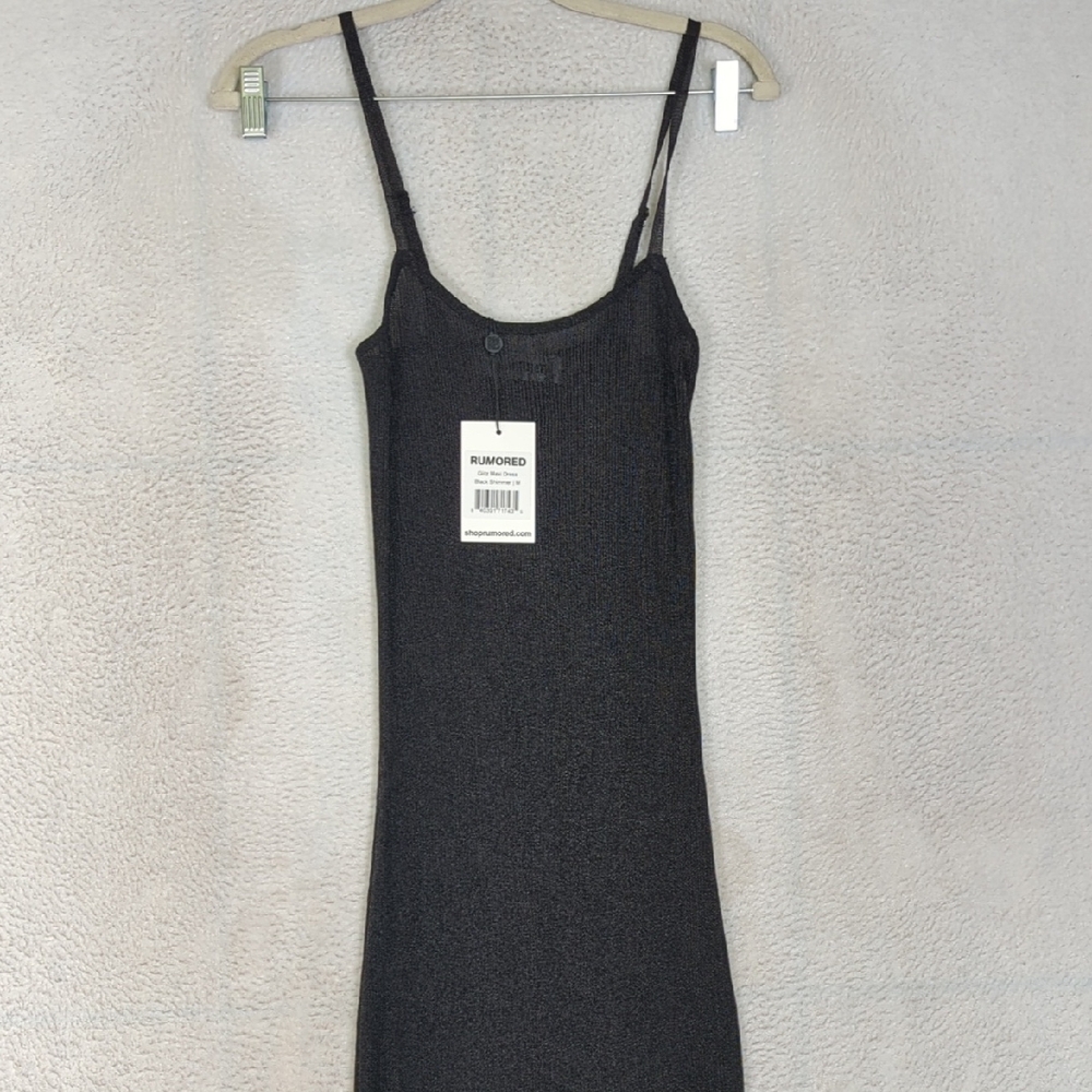 Rumored Glitz Black Shimmer‎ Bodycon Stretch Maxi Dress Size M